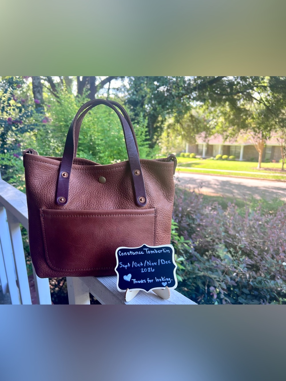 Women's Brown Leather Crossbody Tote Bag with Front Pocket